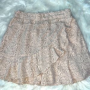 Sim & Sam Girls Pink/Gray Animal Print Ruffle Hem Faux Wrap Skirt  Size Medium